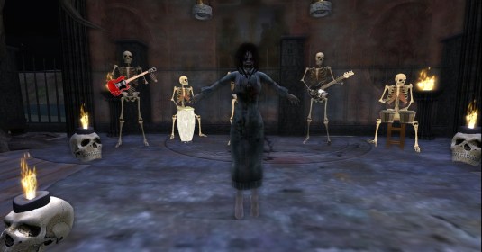 Virgo and her music band of skeletons