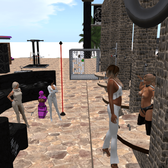 toy Karen with a stranger exposed at Ropers playground - in the background: Dio, slave FLo and Jenny