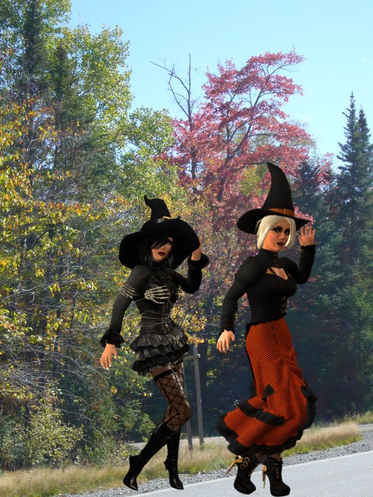 Jenny and Diomita in their Halloween costumes