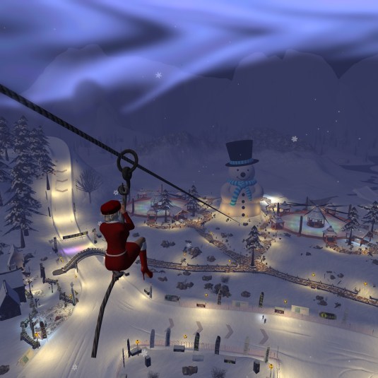 Dio on the zip wire at Linden's Winter Wonderland