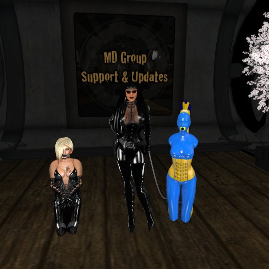 Abess Diomita with pacified Kitty and colourful living latex dool slave cecy at Mesmerize Dungeon