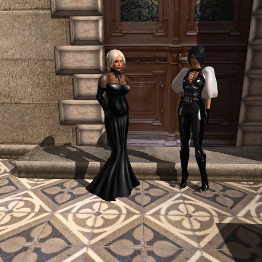 Lady Dio and Lady Jenny at the door expecting their new accountant