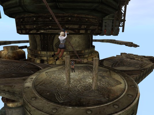 May 2nd: Diomita using a zip line at JPK Airship Pirates Port Town