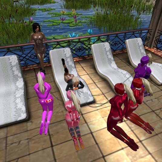 June 1st: Diomita at Sarah's patio with slavin C, slave Flo, slave Adarra, slave cecy, sklavin Gebby and Jenny