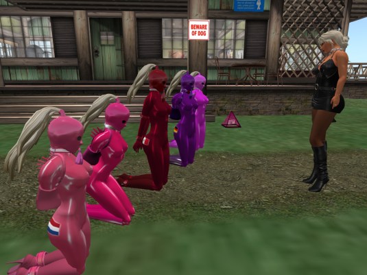 June 23rd: A full house of slaves - Diomita at home with slave cecy, slavin C, slave Adarra. sklavin Gebby and slave Nina (1)