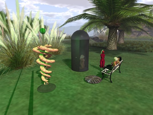 June 28th: The double snake rod of Asclepius rezzed next to Christa's trial cell