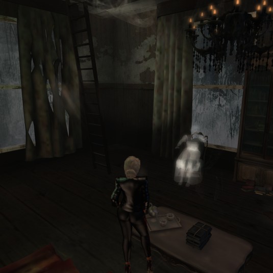 September 2nd - Arranmore: Suddenly I noticed the ghost sitting in the chair. Watch the little details - the teapot begins to hoover and to poor tea into the cups, but none is there