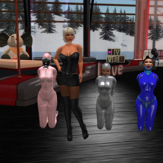 October 8th at DaD: Mistress Diomita with Jenny, Vero and slave Adarra