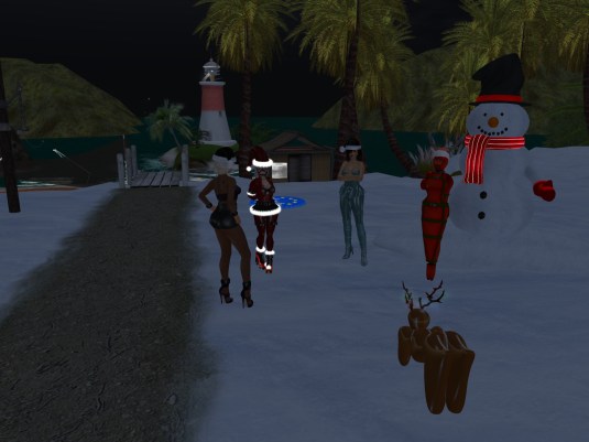 December 6th - slaves in their seasonal December outfits: Diomita, slavin C, Mistress Jenny, slave Flo and slave Adarra