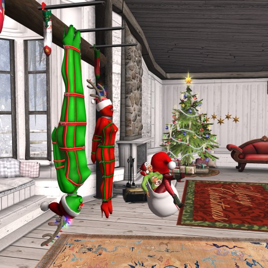 December 15th at BSP: Diomita Relaxing and watching slave Flo and slave cecy suspended